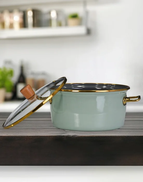 PR Home Soft Green Emaye Kızartma Tenceresi 22 cm