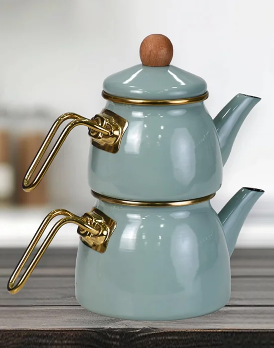 PR Home Soft Green Mini Model Emaye Çaydanlık