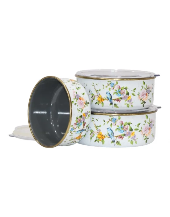 PR Home Sparrow Emaye Üçlü Saklama Seti