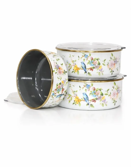 PR Home Sparrow Emaye Üçlü Saklama Seti