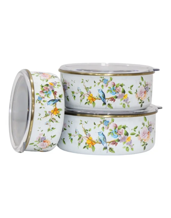 PR Home Sparrow Emaye Üçlü Saklama Seti