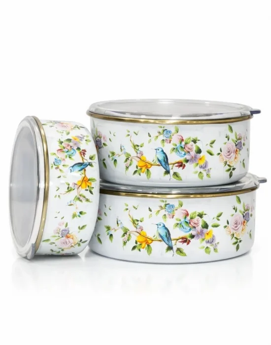 PR Home Sparrow Emaye Üçlü Saklama Seti