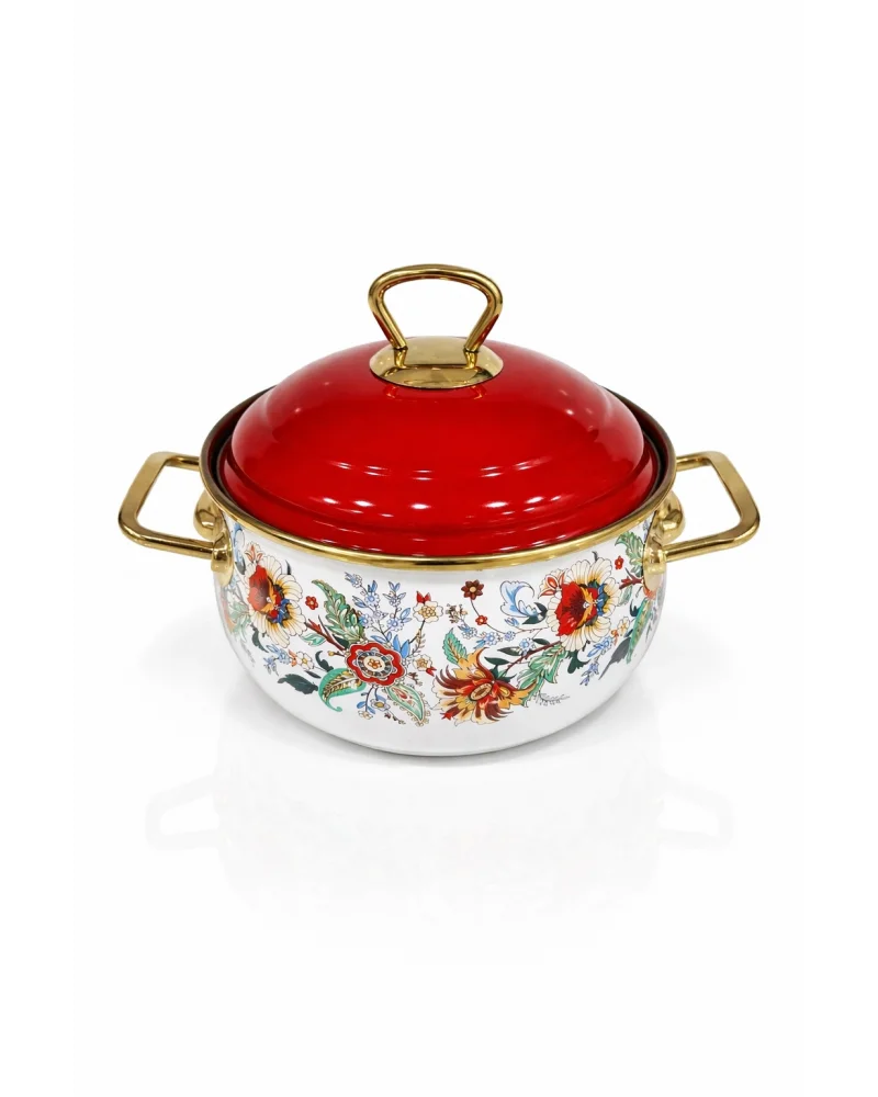 PR Home Magnolia Derin Bombeli Emaye Tencere 16 cm