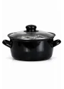 PR Home Emaye Cam Kapaklı Kızartma Tenceresi 22 cm Siyah