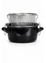 PR Home Emaye Cam Kapaklı Kızartma Tenceresi 22 cm Siyah