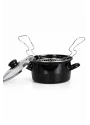 PR Home Emaye Cam Kapaklı Kızartma Tenceresi 22 cm Siyah