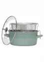 PR Home Emaye Cam Kapaklı Kızartma Tenceresi 24 cm Soft Yeşil Krom Tepeli
