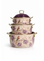 PR Home Fiorella Derin Bombeli Emaye Tencere Seti 16-20-24 cm