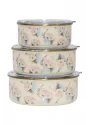 PR Home Flower Emaye Üçlü Saklama Seti