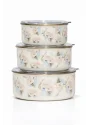 PR Home Flower Emaye Üçlü Saklama Seti