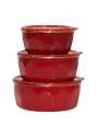 PR Home Köşeli Emaye Üçlü Saklama Seti Kırmızı
