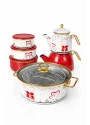 PR Home Love Çeyiz Seti Çaydanlık - Kızartma Tenceresi - Saklama Kabı