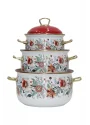 PR Home Magnolia Derin Bombeli Emaye Tencere Seti 16-20-24 cm