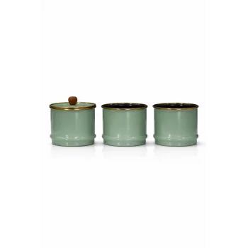 PR Home Soft Green Emaye Katlı Baharatlık Seti