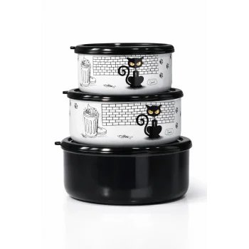 PR Home Cat Emaye Üçlü Saklama Seti