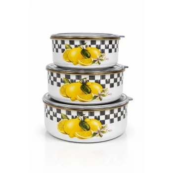 PR Home Lemon Emaye Üçlü Saklama Seti