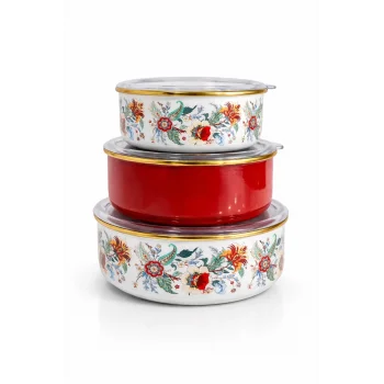 PR Home Magnolia Emaye Üçlü Saklama Seti