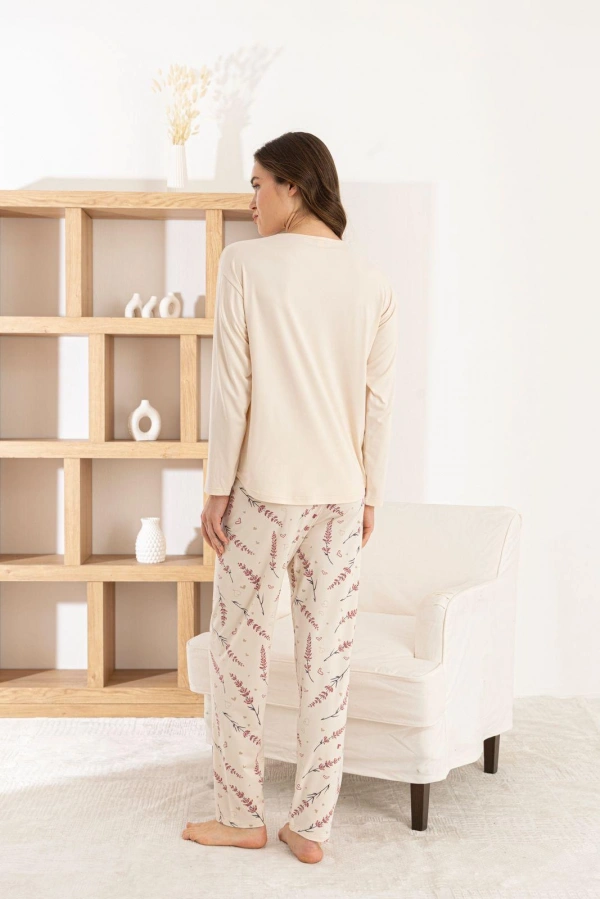 Pijamoni Kadın Milan Kumaş Bisiklet Yaka A. Sarı Pijama Takımı