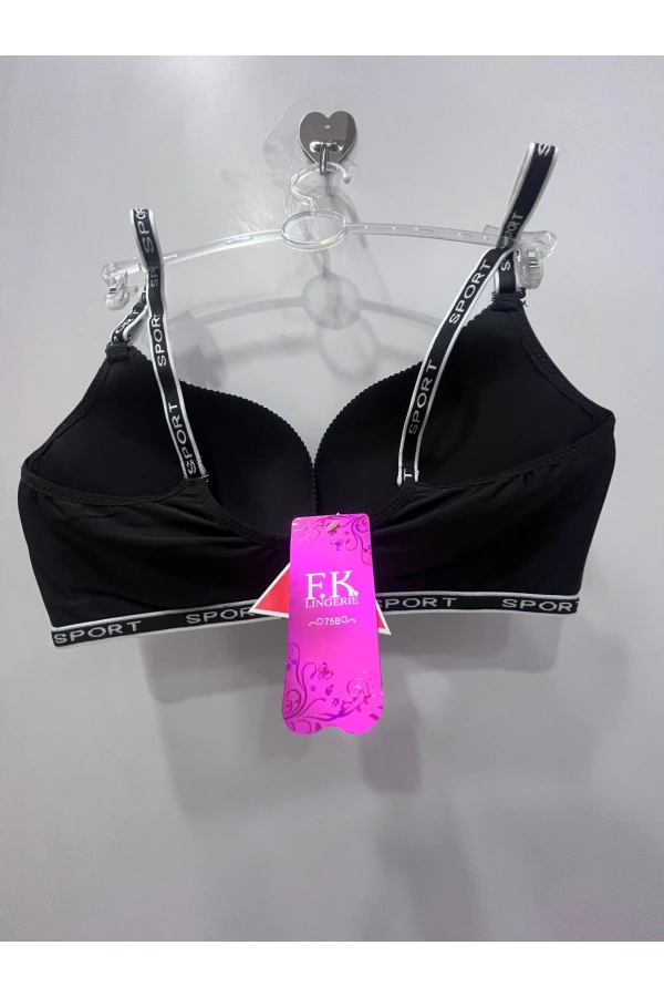F.K Kadın Balensiz Dolgulu Lazer Kesim Siyah Sütyen