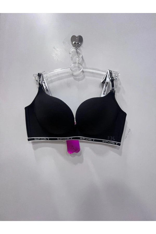 F.K Kadın Balensiz Dolgulu Lazer Kesim Siyah Sütyen