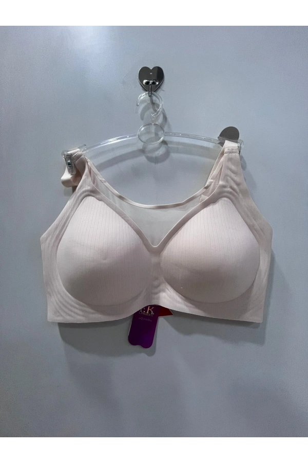 FK Kadın Balensiz Lazer Kesim Tül Detaylı Somon Sütyen