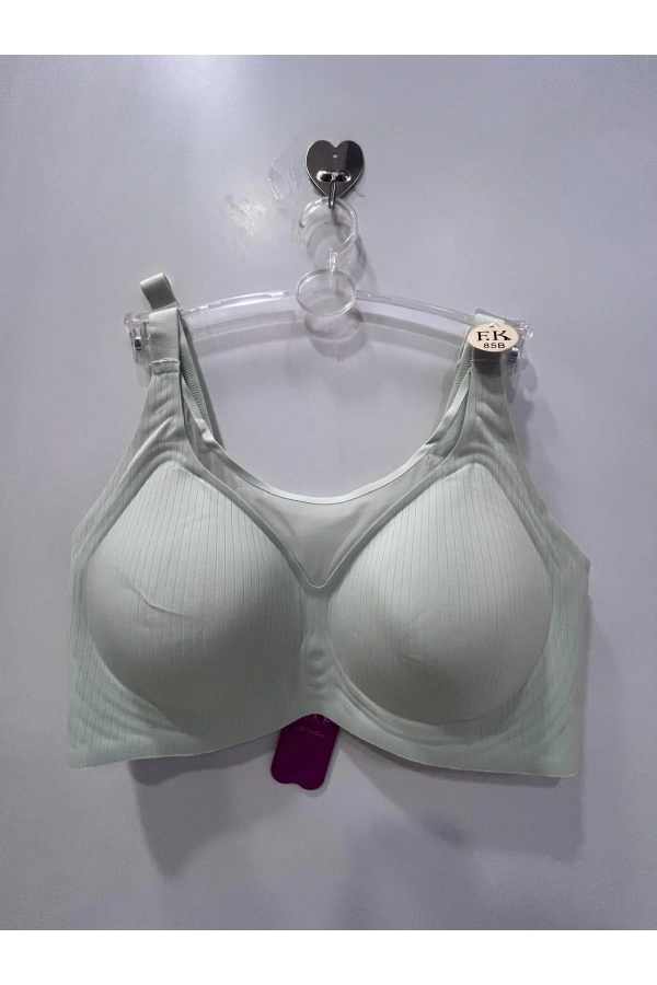 FK Kadın Balensiz Lazer Kesim Tül Detaylı Mint Yeşili Sütyen