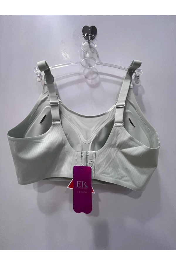 FK Kadın Balensiz Lazer Kesim Tül Detaylı Mint Yeşili Sütyen