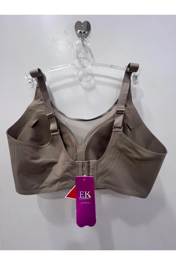 FK Kadın Balensiz Lazer Kesim Tül Detaylı Vizon Sütyen