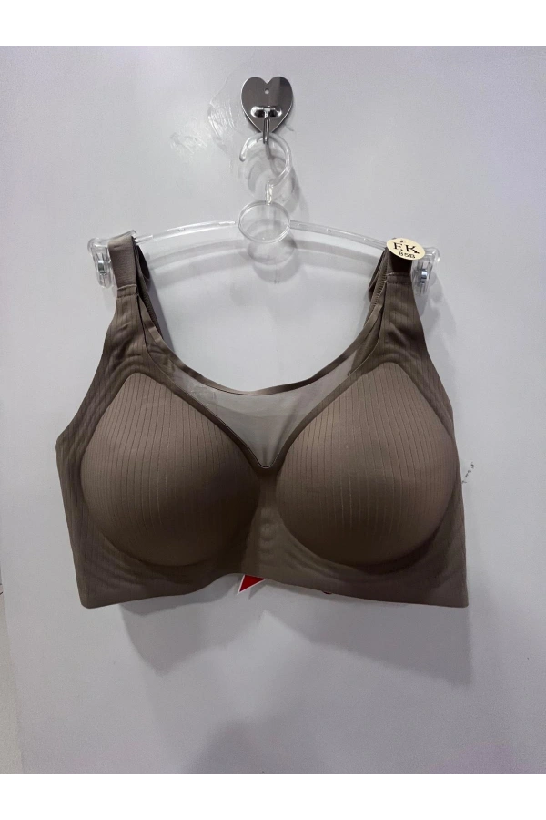 FK Kadın Balensiz Lazer Kesim Tül Detaylı Vizon Sütyen