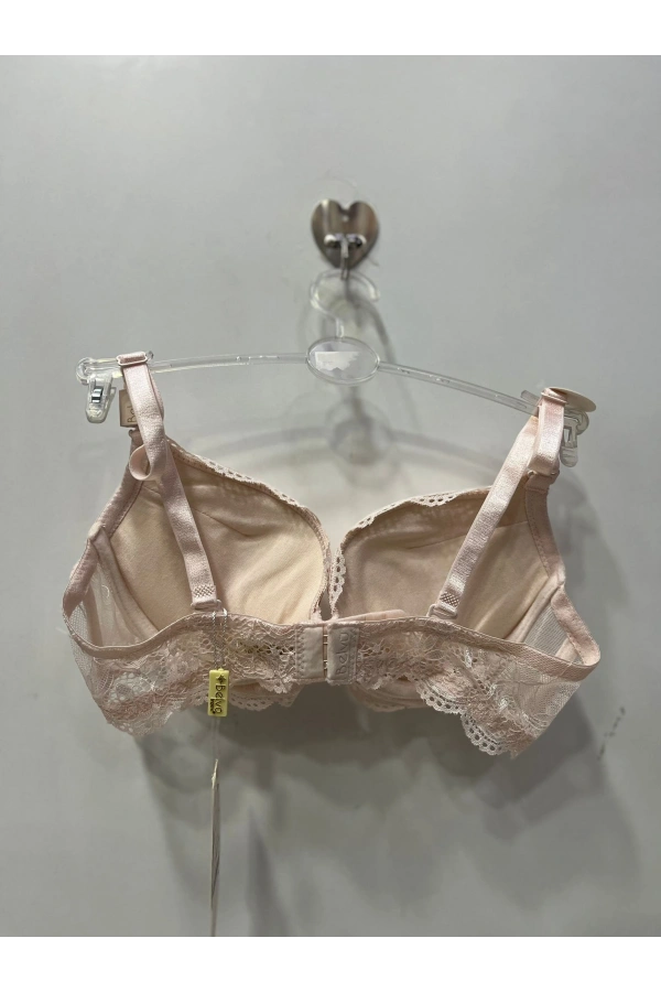 Belvü Kadın Balenli Dolgulu Dantelli Pudra Sütyen