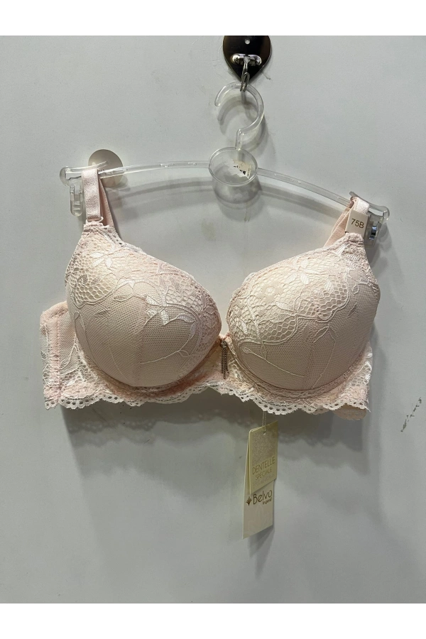 Belvü Kadın Balenli Dolgulu Dantelli Pudra Sütyen