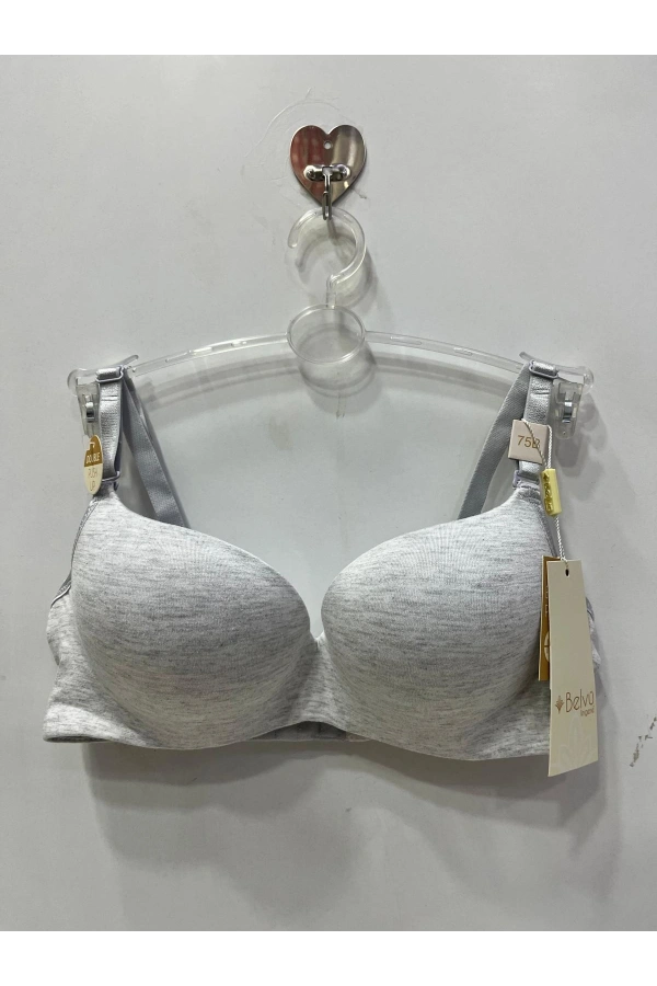 Belvü Kadın Balenli Double Dolgulu Penye Melanj Koyu Gri Sütyen