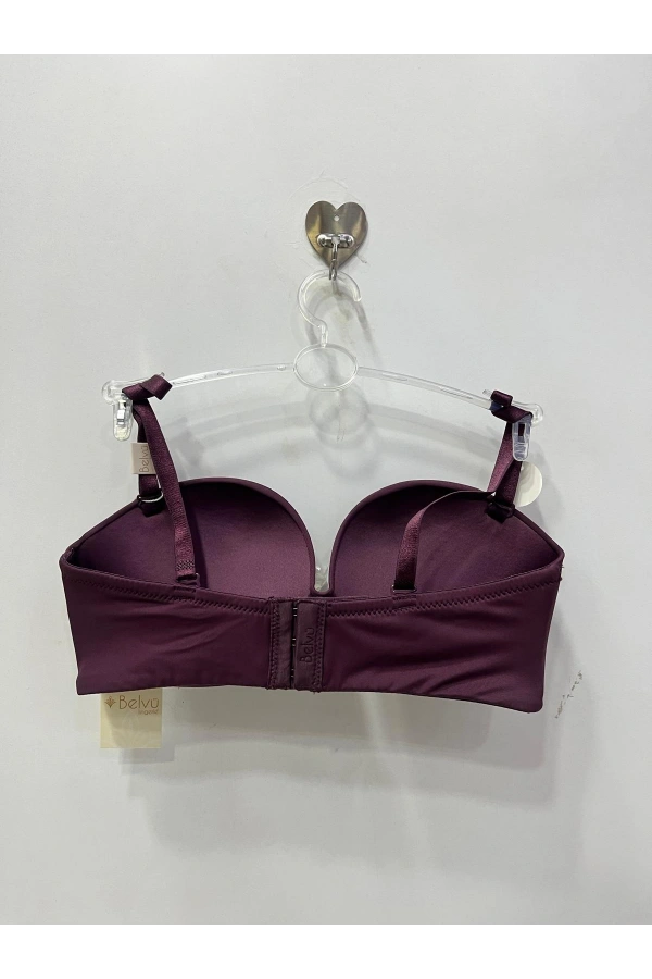 Belvü Kadın Telsiz Double Dolgulu Straplez Mor Sütyen