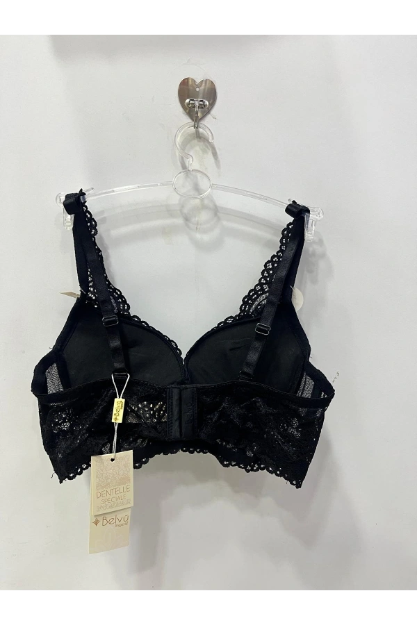 Belvü Kadın Balenli Dolgulu Dantel Detaylı Siyah Sütyen