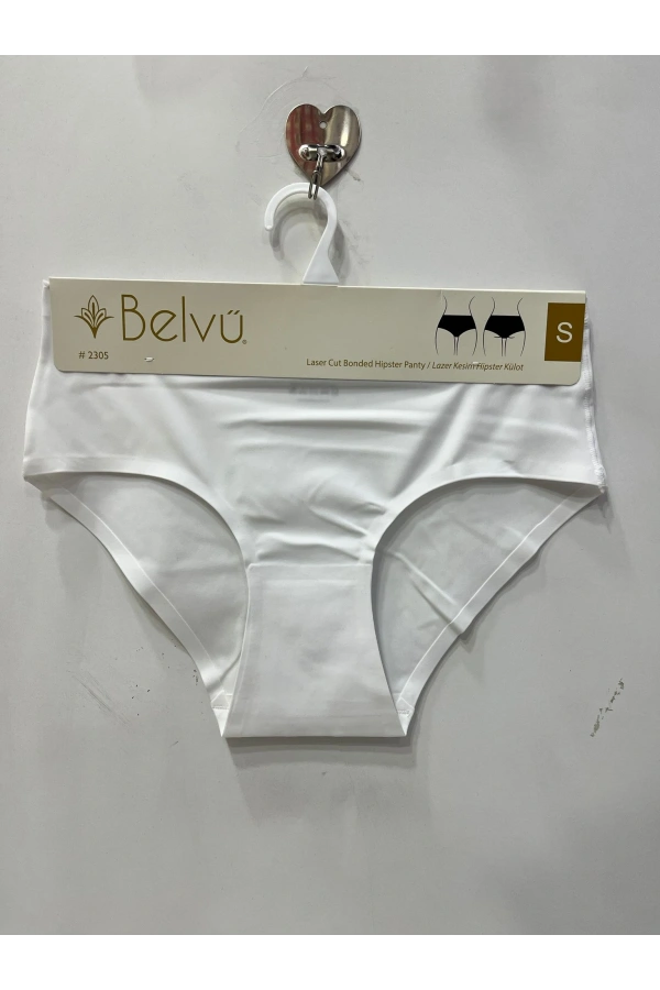 BELVÜ LAZER KESİM HİPSTER KİLOT-BEYAZ