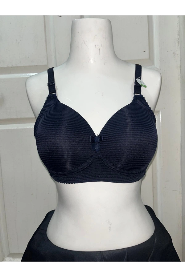 Nergiz Kadın C Cup Çizgi Desenli Toparlayıcı Lacivert Sütyen