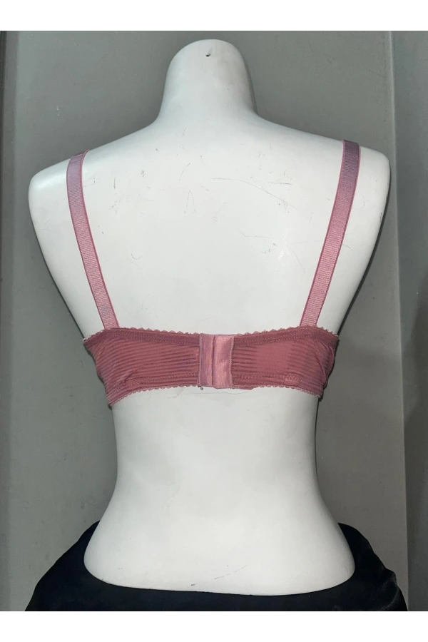 Nergiz Kadın C Cup Çizgi Desenli Toparlayıcı Gül Kurusu Sütyen