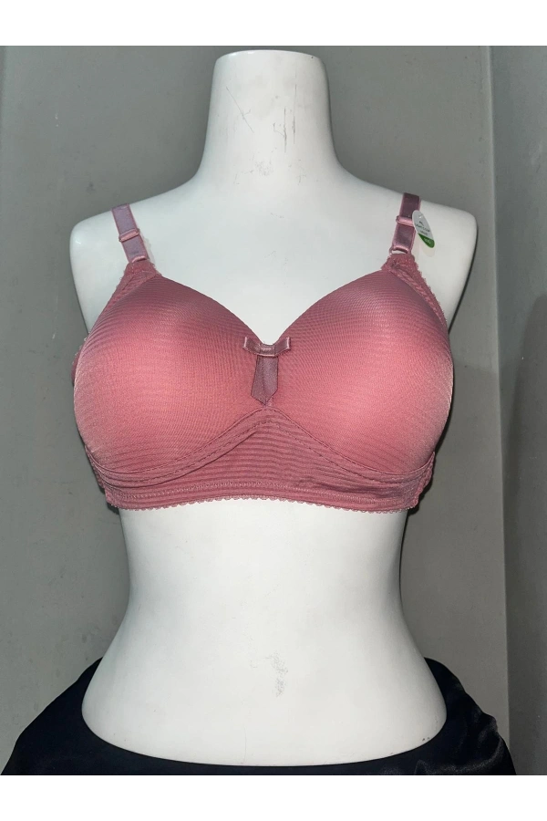 Nergiz Kadın C Cup Çizgi Desenli Toparlayıcı Gül Kurusu Sütyen