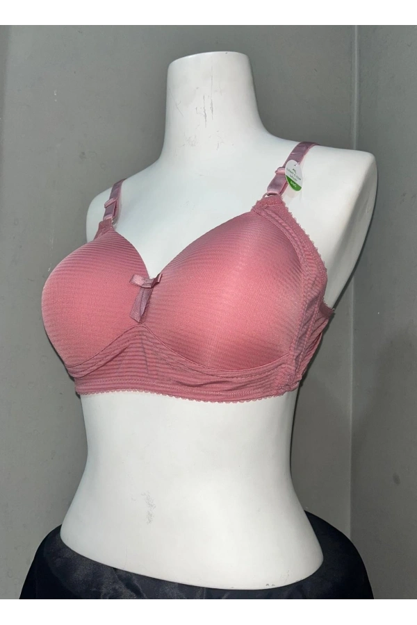 Nergiz Kadın C Cup Çizgi Desenli Toparlayıcı Gül Kurusu Sütyen