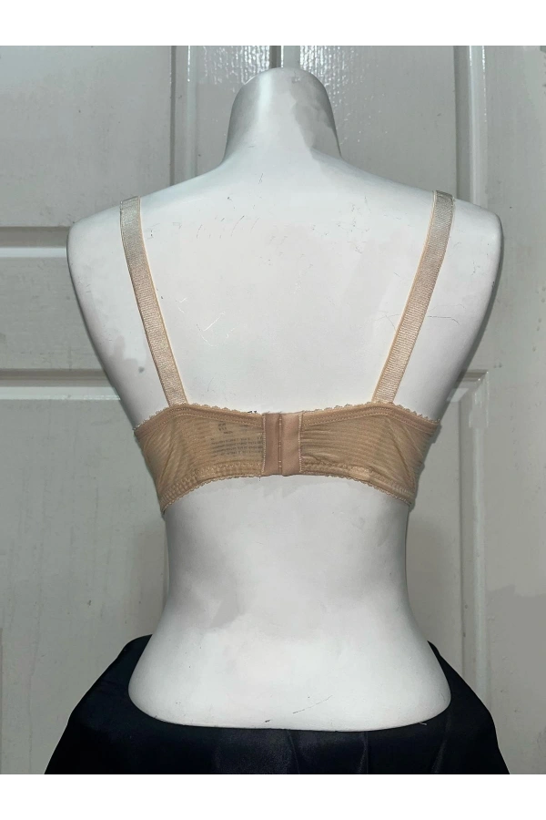 Nergiz Kadın C Cup Çizgi Desenli Toparlayıcı Ten Sütyen