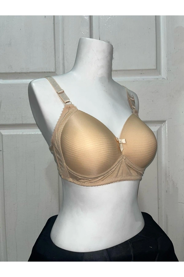 Nergiz Kadın C Cup Çizgi Desenli Toparlayıcı Ten Sütyen