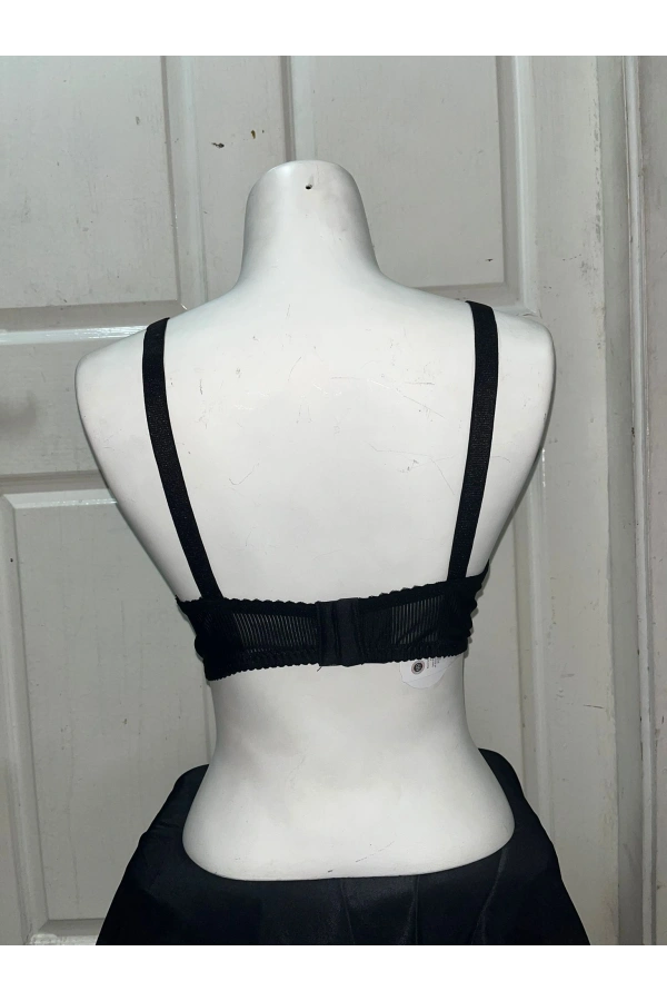 Nergiz Kadın C Cup Fitilli Kumaş Toparlayıcı Siyah Sütyen