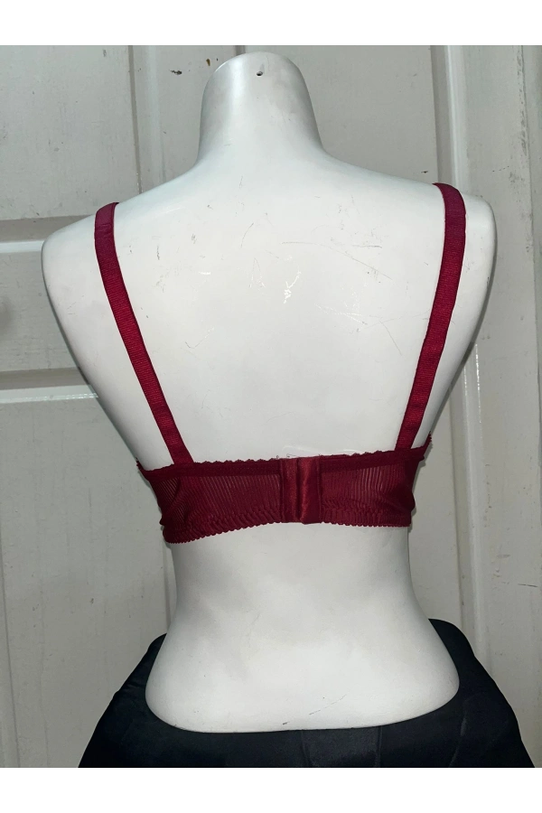 Nergiz Kadın C Cup Fitilli Kumaş Toparlayıcı Bordo Sütyen