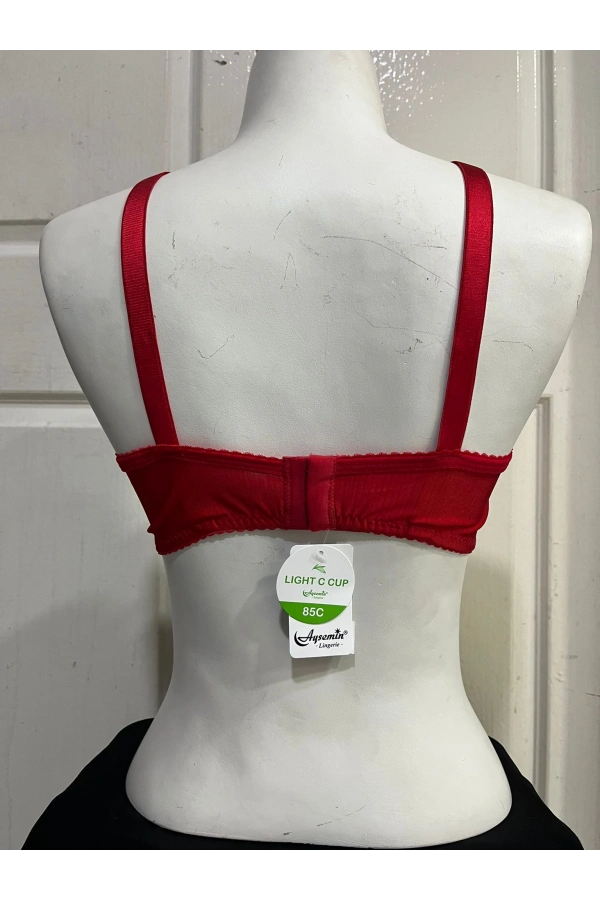 Nergiz Kadın C Cup Dantel Detaylı Toparlayıcı Kırmızı Sütyen