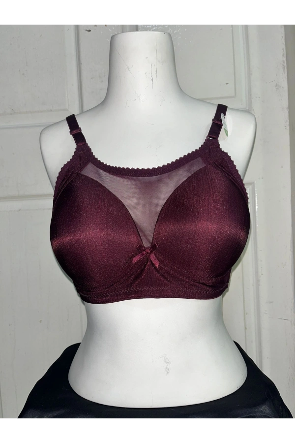 Nergiz Kadın C Cup Dantel Detaylı Toparlayıcı Mürdüm Sütyen