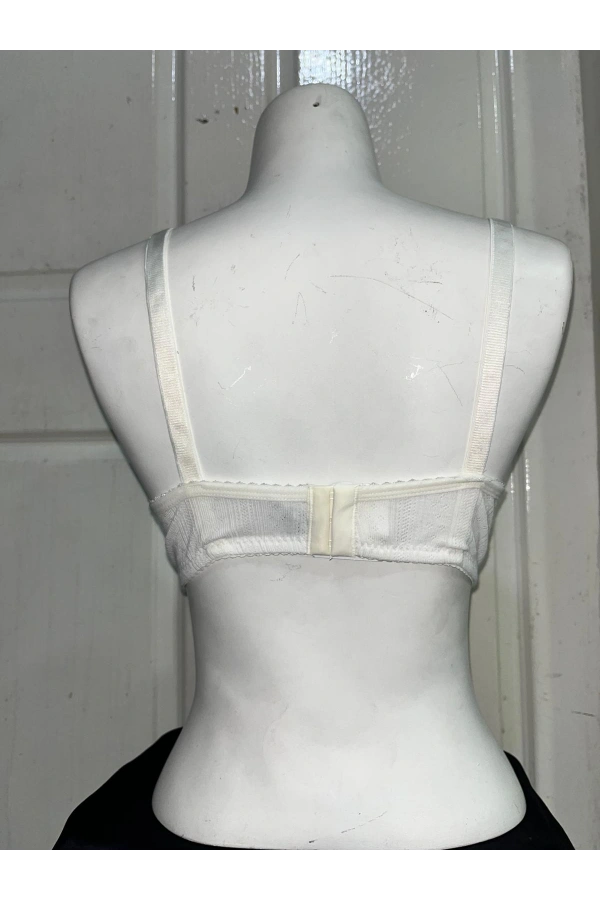 Nergiz Kadın C Cup Pamuklu Dantel Detaylı Toparlayıcı Ekru Sütyen