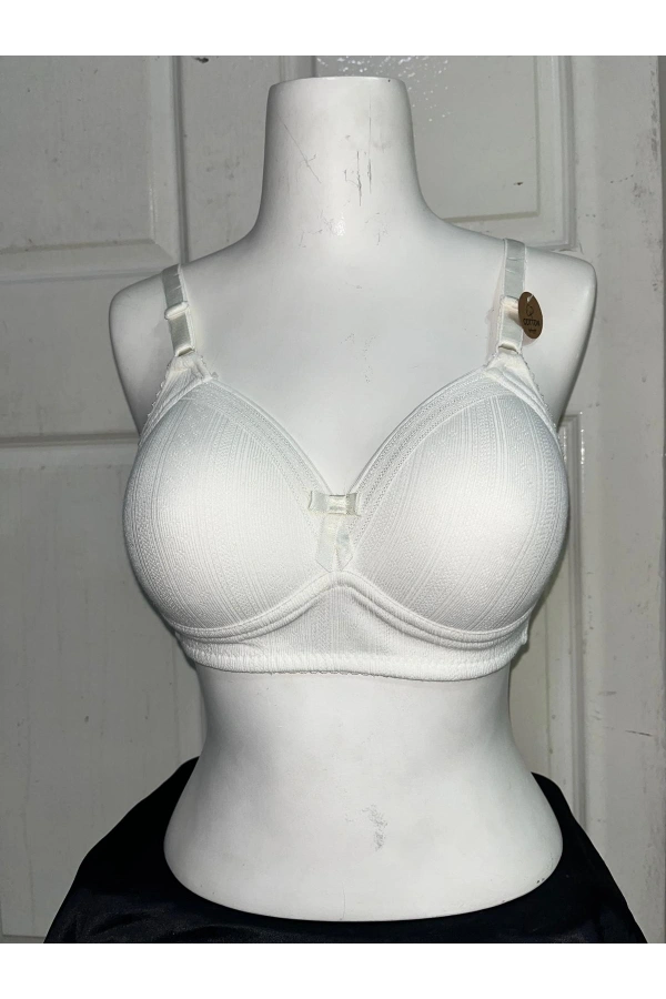 Nergiz Kadın C Cup Pamuklu Dantel Detaylı Toparlayıcı Ekru Sütyen