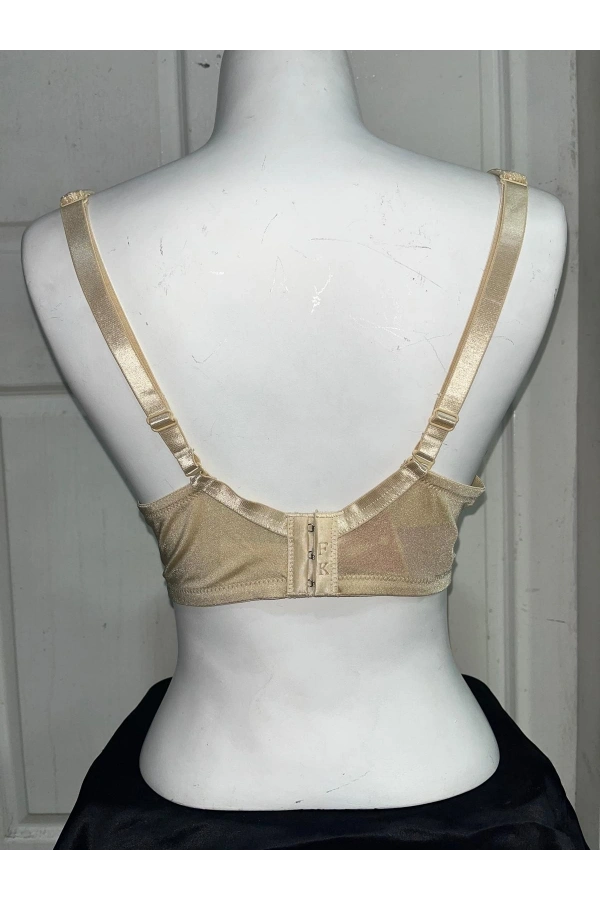 F.K Kadın C Cup Parlak Kumaş Desteksiz ve Balenli Ten Sütyen