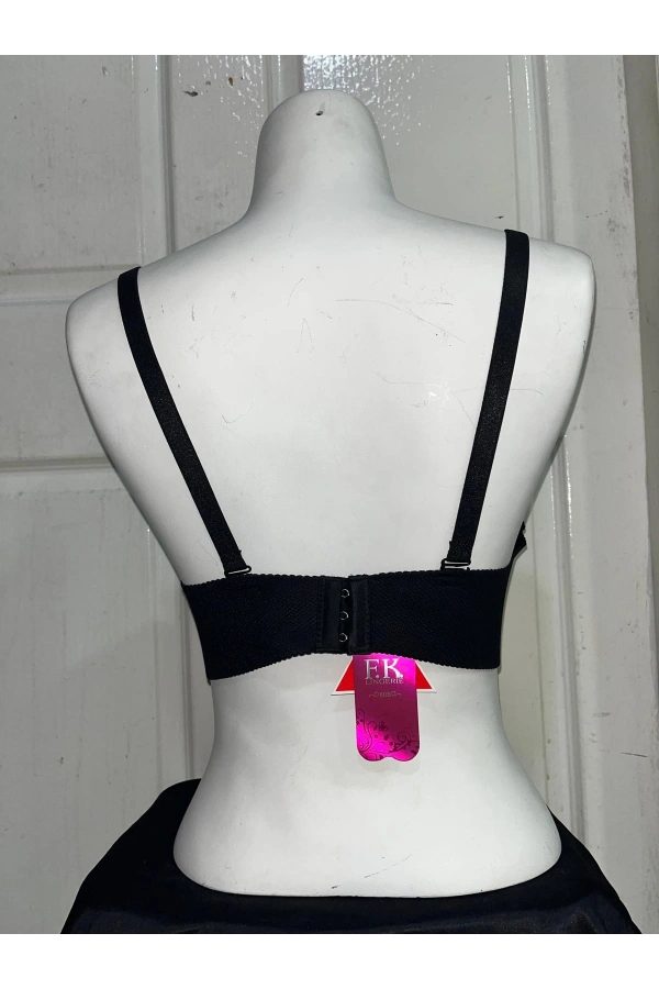 F.K Kadın Lazer Kesim Destekli ve Balenli Siyah Sütyen