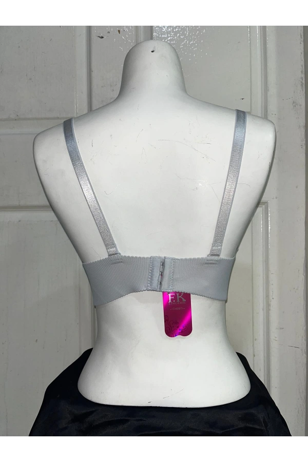 F.K Kadın Fitilli Dolgulu ve Balenli Gri Sütyen